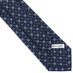 E.Marinella CRAVATTE|Cravatte In Seta Stampata|CRAVATTA SARTORIALE CLASSICA IN SETA BLU SCURO Microfantasia fiore