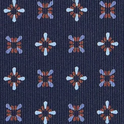 E.Marinella CRAVATTE|Cravatte In Seta Stampata|CRAVATTA SARTORIALE CLASSICA IN SETA BLU SCURO Microfantasia fiore