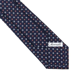 E.Marinella CRAVATTE|Cravatte In Seta Stampata|CRAVATTA SARTORIALE CLASSICA IN SETA BLU SCURO Microfantasia fiore