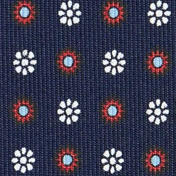 E.Marinella CRAVATTE|Cravatte In Seta Stampata|CRAVATTA SARTORIALE CLASSICA IN SETA BLU SCURO Microfantasia fiore