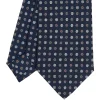 E.Marinella CRAVATTE|Cravatte In Seta Stampata|CRAVATTA SARTORIALE CLASSICA IN SETA BLU SCURO Microfantasia fiore
