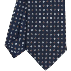 E.Marinella CRAVATTE|Cravatte In Seta Stampata|CRAVATTA SARTORIALE CLASSICA IN SETA BLU SCURO Microfantasia fiore
