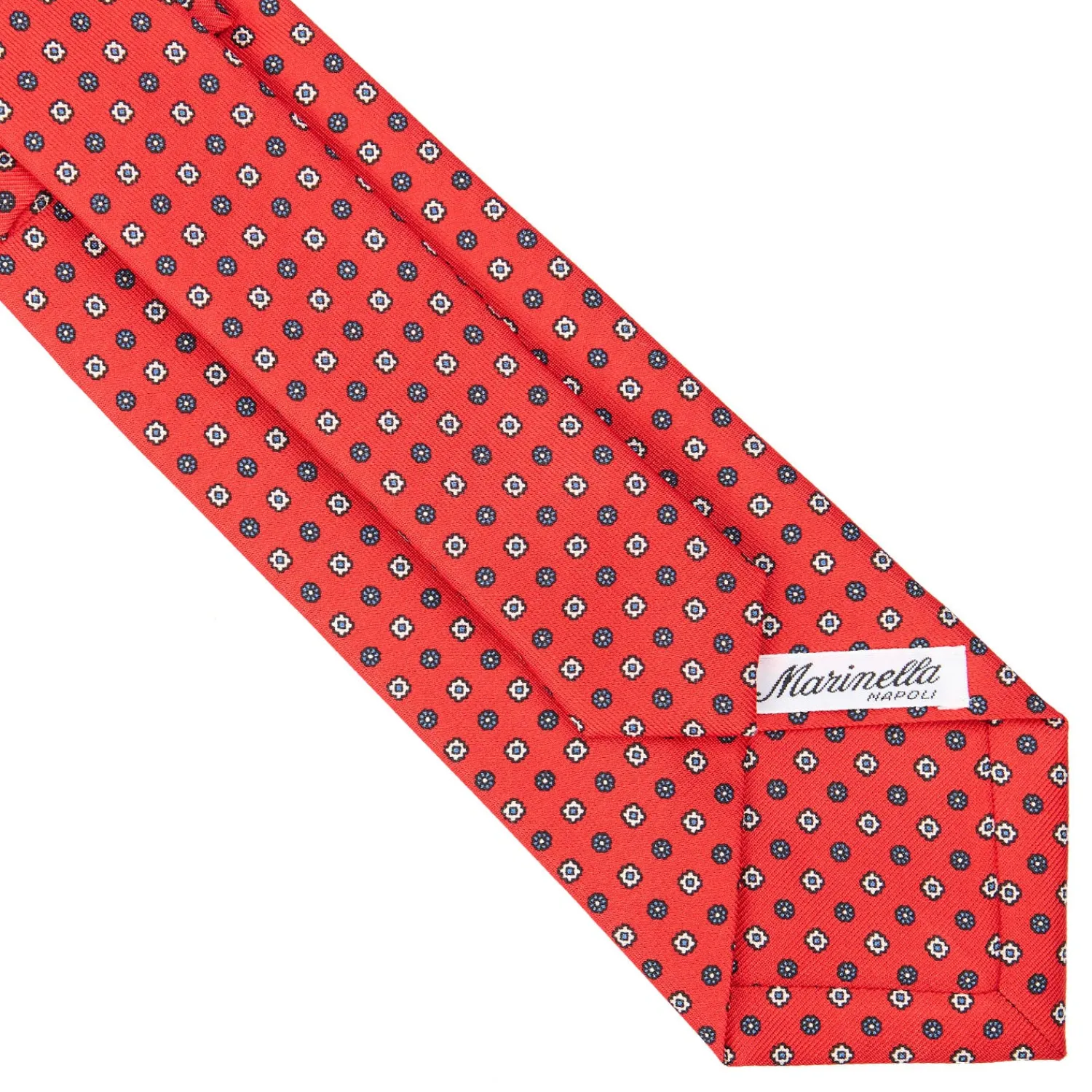 E.Marinella CRAVATTE|Cravatte In Seta Stampata|CRAVATTA SARTORIALE CLASSICA IN SETA ROSSA Microfantasia fiore