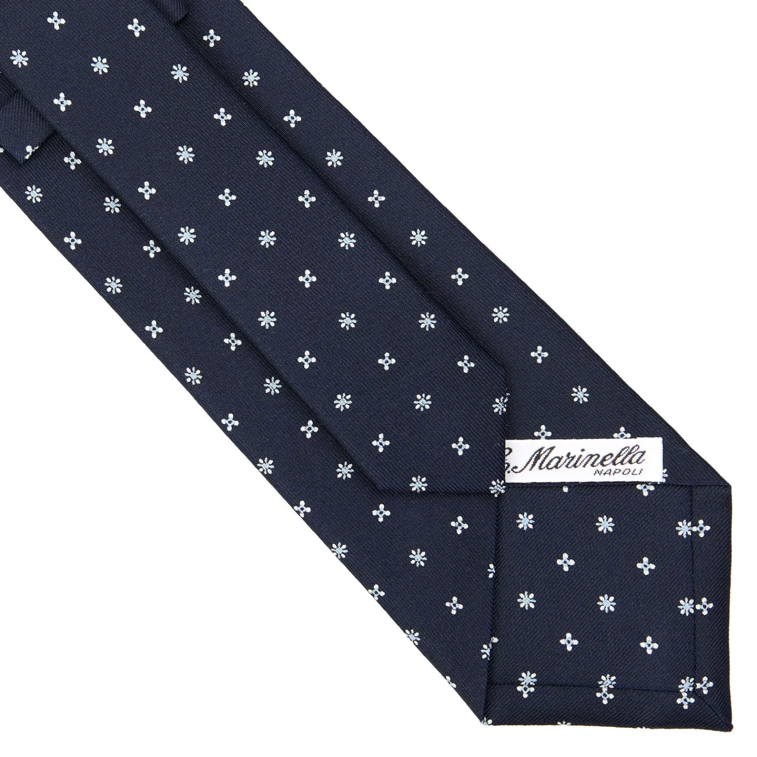 E.Marinella Cravatte In Seta Stampata|CRAVATTE|CRAVATTA SARTORIALE CLASSICA IN SETA BLU SCURO Microfantasia fiore