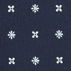 E.Marinella Cravatte In Seta Stampata|CRAVATTE|CRAVATTA SARTORIALE CLASSICA IN SETA BLU SCURO Microfantasia fiore