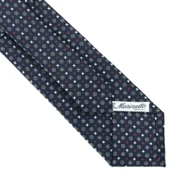 E.Marinella CRAVATTE|Cravatte In Seta Stampata|CRAVATTA SARTORIALE CLASSICA IN SETA BLU SCURO Microfantasia fiore