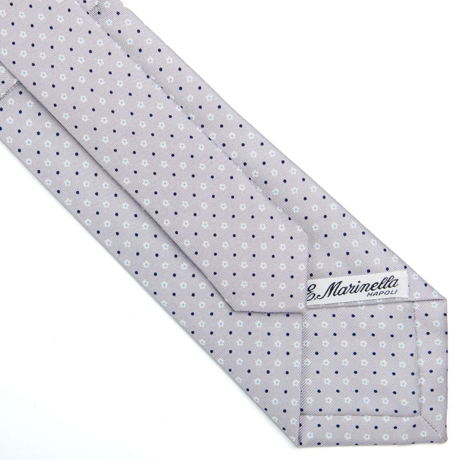E.Marinella CRAVATTE|Cravatte In Seta Stampata|CRAVATTA SARTORIALE CLASSICA IN SETA GRIGIO CHIARO Microfantasia fiore