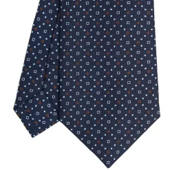 E.Marinella CRAVATTE|Cravatte In Seta Stampata|CRAVATTA SARTORIALE CLASSICA IN SETA BLU SCURO Microfantasia fiore