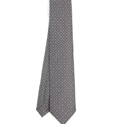 E.Marinella CRAVATTE|Cravatte In Seta Stampata|CRAVATTA SARTORIALE CLASSICA IN SETA GRIGIO CHIARO Microfantasia fiore