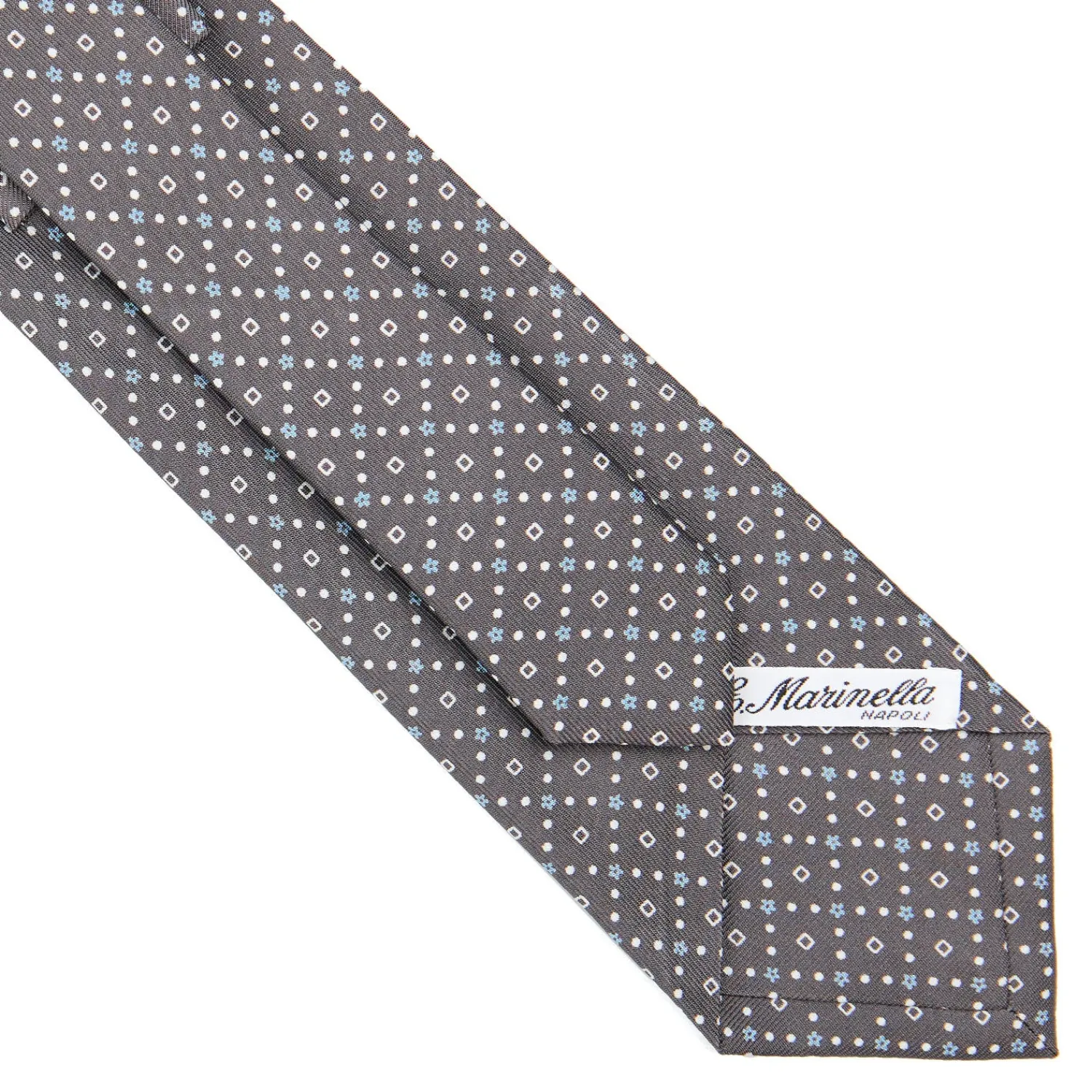 E.Marinella CRAVATTE|Cravatte In Seta Stampata|CRAVATTA SARTORIALE CLASSICA IN SETA GRIGIO CHIARO Microfantasia fiore
