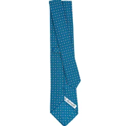 E.Marinella CRAVATTE|Cravatte In Seta Stampata|CRAVATTA SARTORIALE CLASSICA IN SETA BLU MEDIO Microfantasia fiore