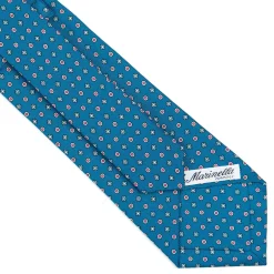 E.Marinella CRAVATTE|Cravatte In Seta Stampata|CRAVATTA SARTORIALE CLASSICA IN SETA BLU MEDIO Microfantasia fiore
