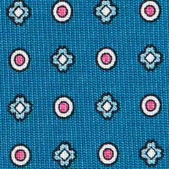 E.Marinella CRAVATTE|Cravatte In Seta Stampata|CRAVATTA SARTORIALE CLASSICA IN SETA BLU MEDIO Microfantasia fiore