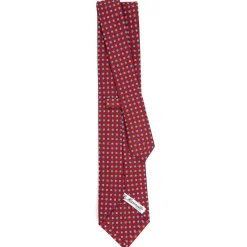 E.Marinella CRAVATTE|Cravatte In Seta Stampata|CRAVATTA SARTORIALE CLASSICA IN SETA BORDEAUX Microfantasia fiore