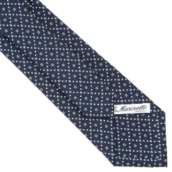 E.Marinella CRAVATTE|Cravatte In Seta Stampata|CRAVATTA SARTORIALE CLASSICA IN SETA BLU SCURO Microfantasia fiore
