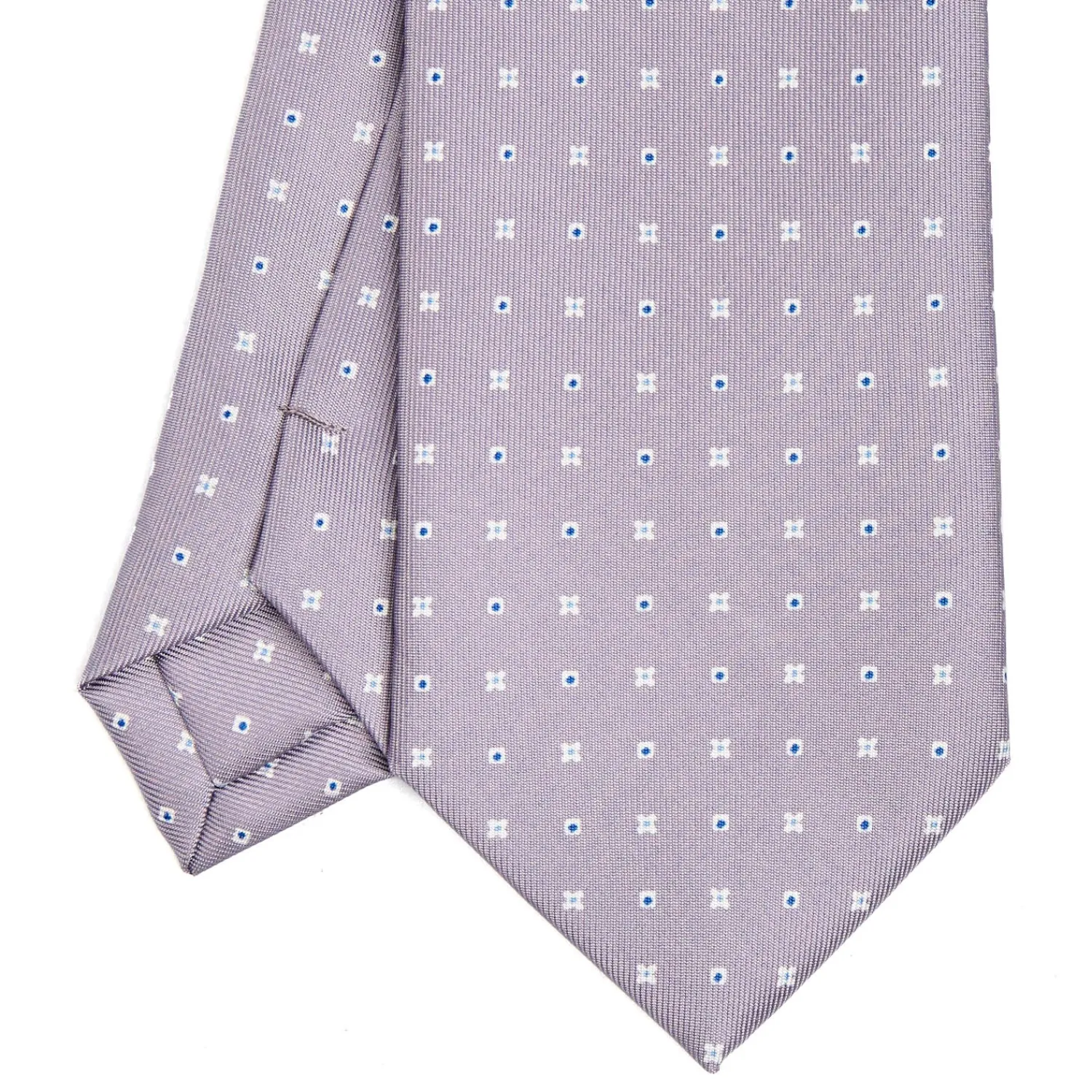 E.Marinella CRAVATTE|Cravatte In Seta Stampata|CRAVATTA SARTORIALE CLASSICA IN SETA GRIGIO CHIARO Microfantasia fiore