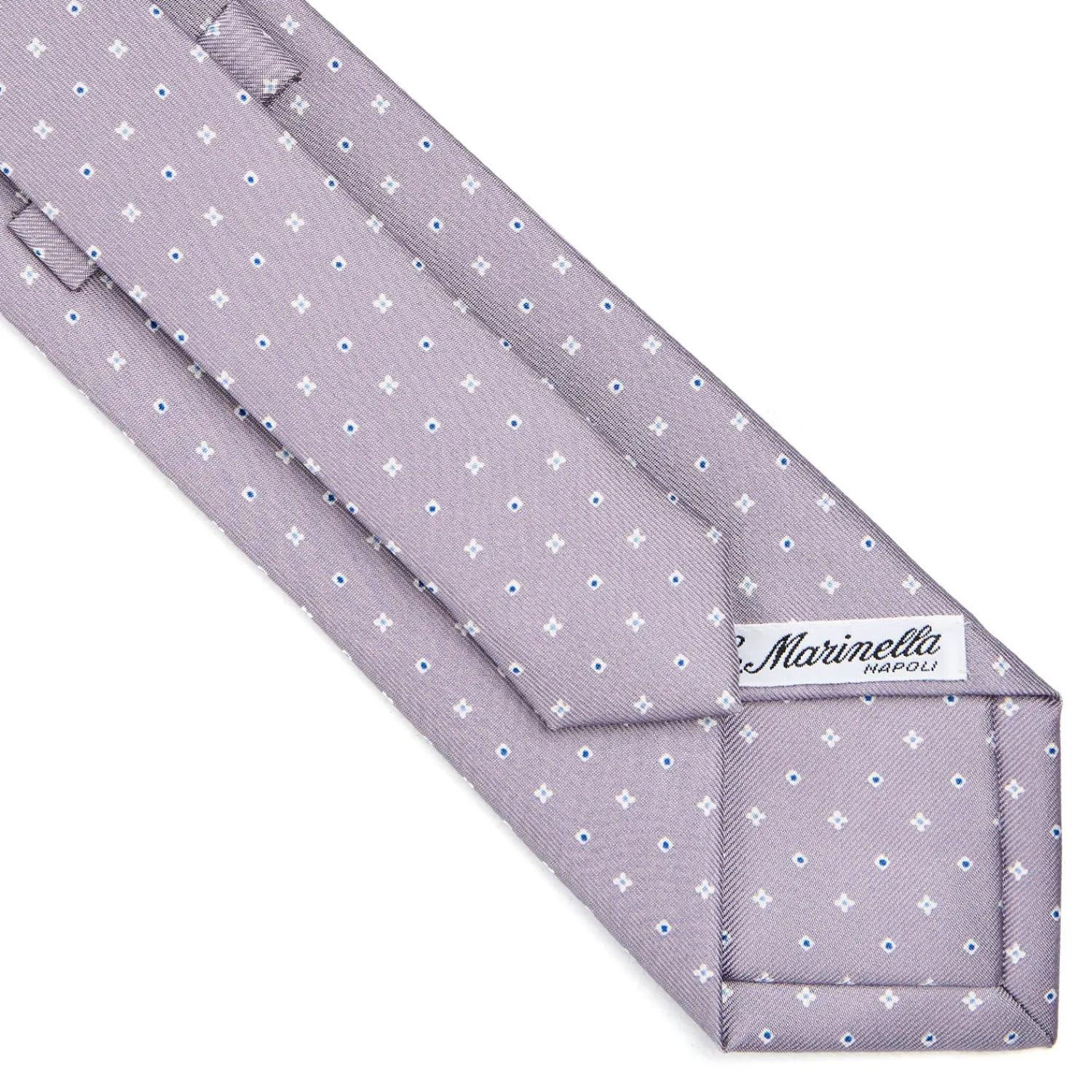 E.Marinella CRAVATTE|Cravatte In Seta Stampata|CRAVATTA SARTORIALE CLASSICA IN SETA GRIGIO CHIARO Microfantasia fiore