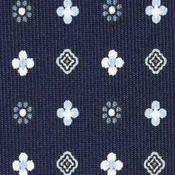 E.Marinella Cravatte In Seta Stampata|CRAVATTE|CRAVATTA SARTORIALE CLASSICA IN SETA BLU SCURO Microfantasia fiore
