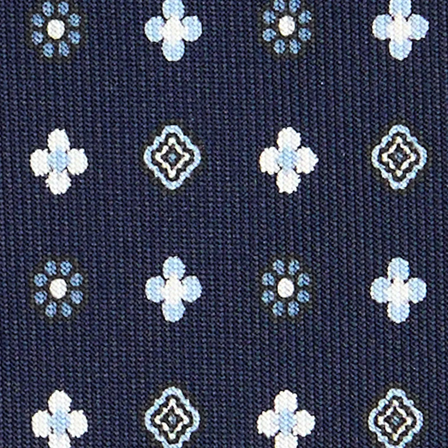 E.Marinella Cravatte In Seta Stampata|CRAVATTE|CRAVATTA SARTORIALE CLASSICA IN SETA BLU SCURO Microfantasia fiore