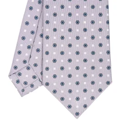E.Marinella CRAVATTE|Cravatte In Seta Stampata|CRAVATTA SARTORIALE CLASSICA IN SETA GRIGIO CHIARO Microfantasia fiore