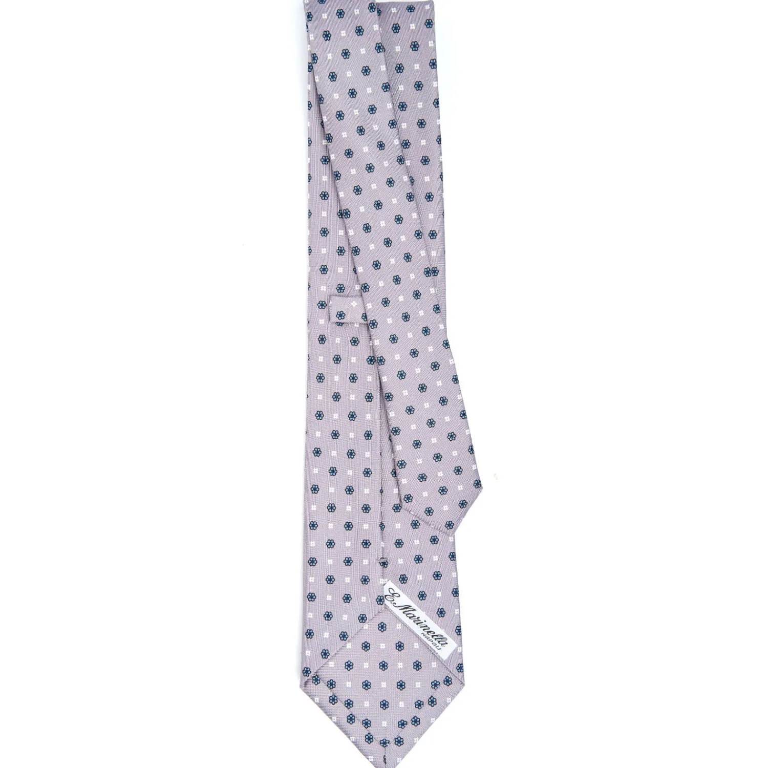 E.Marinella CRAVATTE|Cravatte In Seta Stampata|CRAVATTA SARTORIALE CLASSICA IN SETA GRIGIO CHIARO Microfantasia fiore