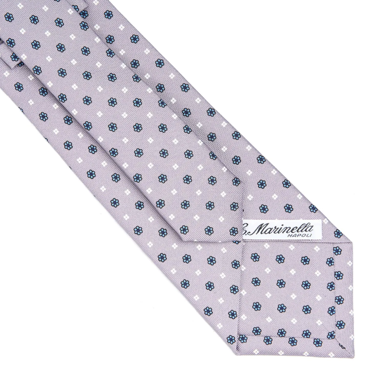 E.Marinella CRAVATTE|Cravatte In Seta Stampata|CRAVATTA SARTORIALE CLASSICA IN SETA GRIGIO CHIARO Microfantasia fiore