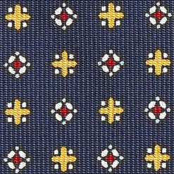 E.Marinella CRAVATTE|CRAVATTA SARTORIALE CLASSICA IN SETA BLU SCURO Microfantasia fiore
