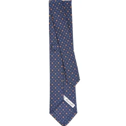 E.Marinella CRAVATTE|CRAVATTA SARTORIALE CLASSICA IN SETA BLU SCURO Microfantasia fiore