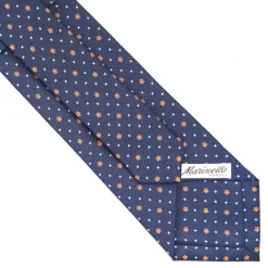 E.Marinella CRAVATTE|CRAVATTA SARTORIALE CLASSICA IN SETA BLU SCURO Microfantasia fiore