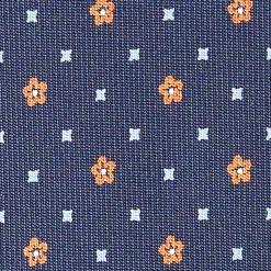 E.Marinella CRAVATTE|CRAVATTA SARTORIALE CLASSICA IN SETA BLU SCURO Microfantasia fiore