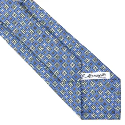 E.Marinella CRAVATTE|Cravatte In Seta Stampata|CRAVATTA SARTORIALE CLASSICA IN SETA AZZURRO POLVERE Microfantasia fiore