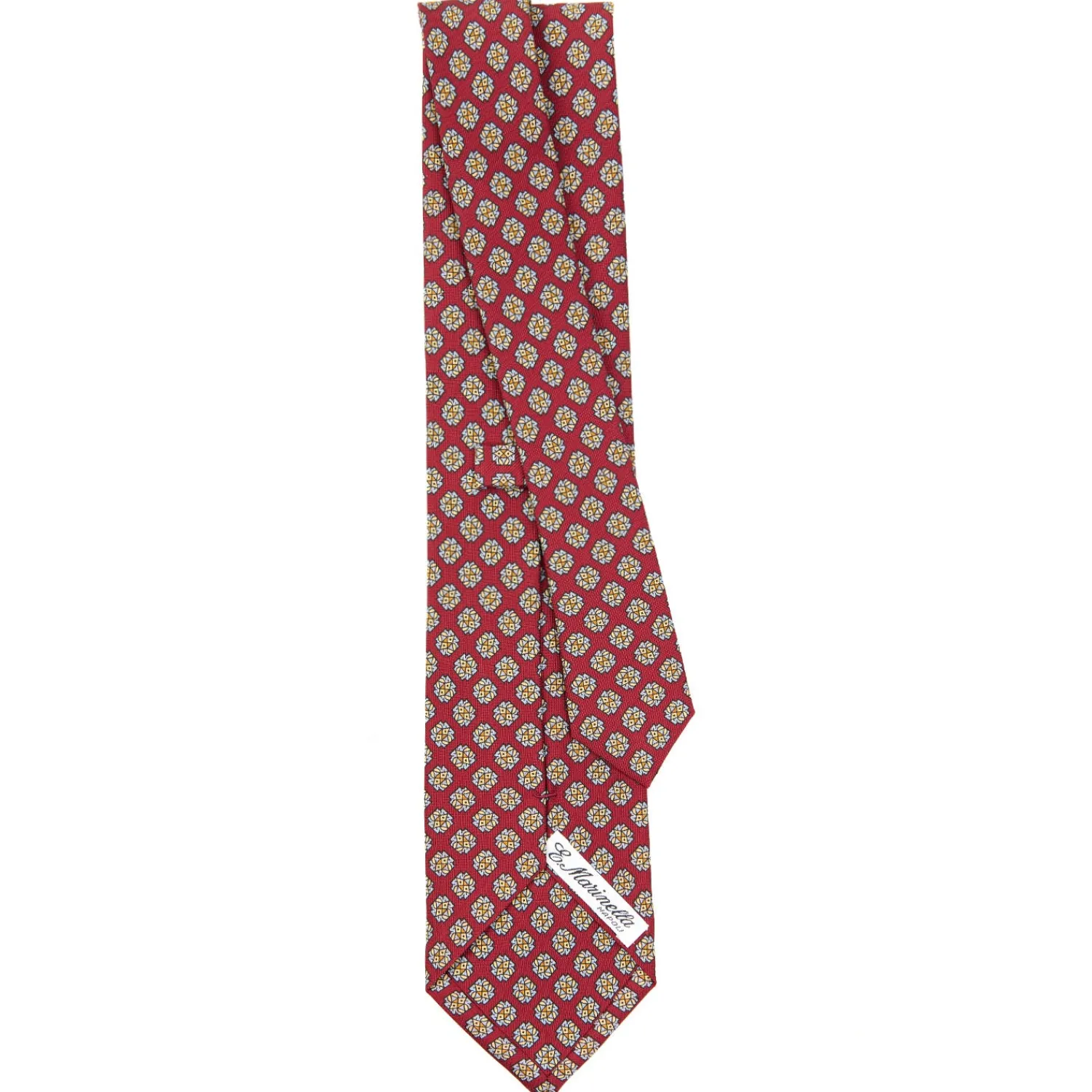 E.Marinella CRAVATTE|Cravatte In Seta Stampata|CRAVATTA SARTORIALE CLASSICA IN SETA BORDEAUX Microfantasia fiore