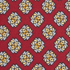 E.Marinella CRAVATTE|Cravatte In Seta Stampata|CRAVATTA SARTORIALE CLASSICA IN SETA BORDEAUX Microfantasia fiore