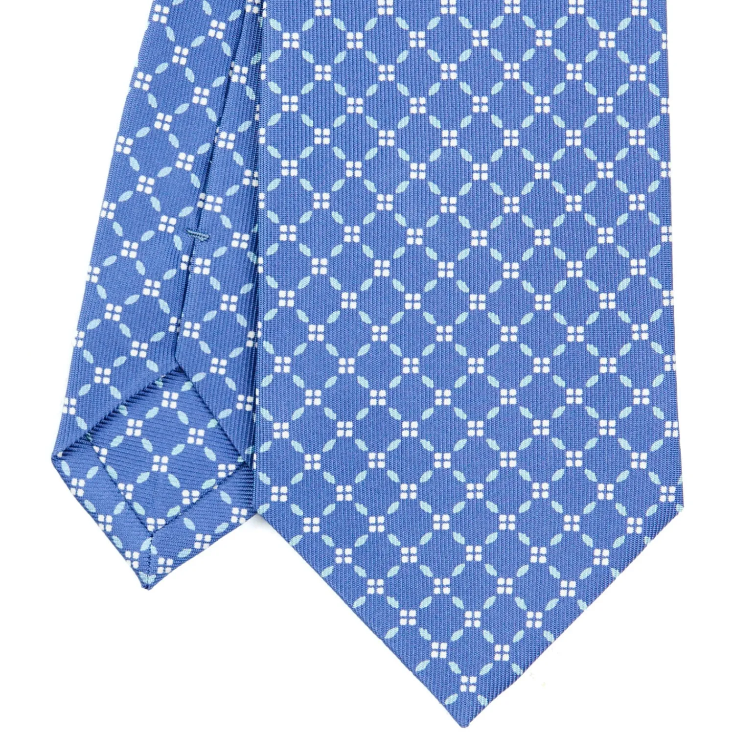 E.Marinella CRAVATTE|Cravatte In Seta Stampata|CRAVATTA SARTORIALE CLASSICA IN SETA AZZURRO POLVERE Microfantasia fiore