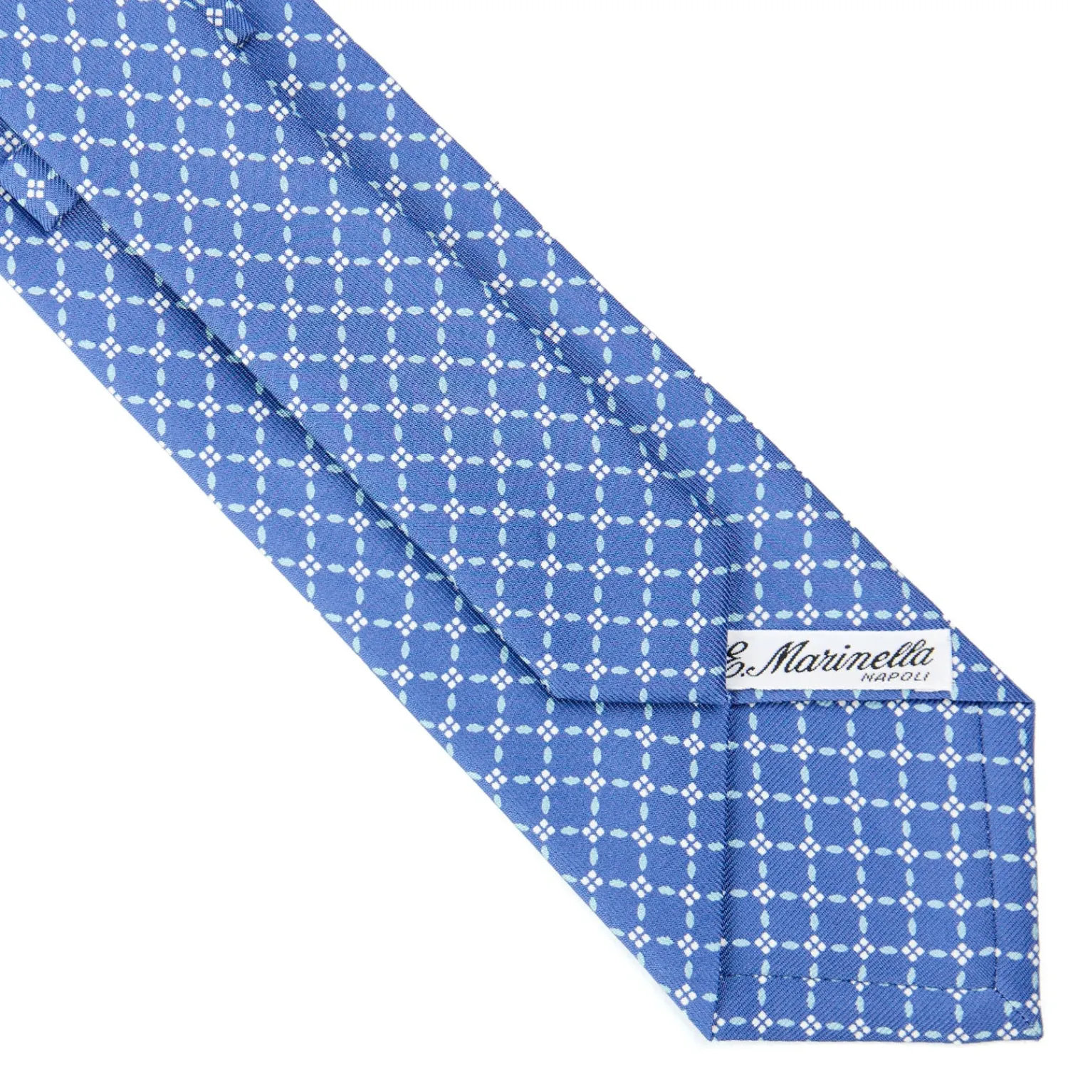 E.Marinella CRAVATTE|Cravatte In Seta Stampata|CRAVATTA SARTORIALE CLASSICA IN SETA AZZURRO POLVERE Microfantasia fiore