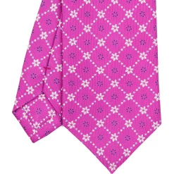 E.Marinella CRAVATTE|Cravatte In Seta Stampata|CRAVATTA SARTORIALE CLASSICA IN SETA FUCSIA Microfantasia fiore