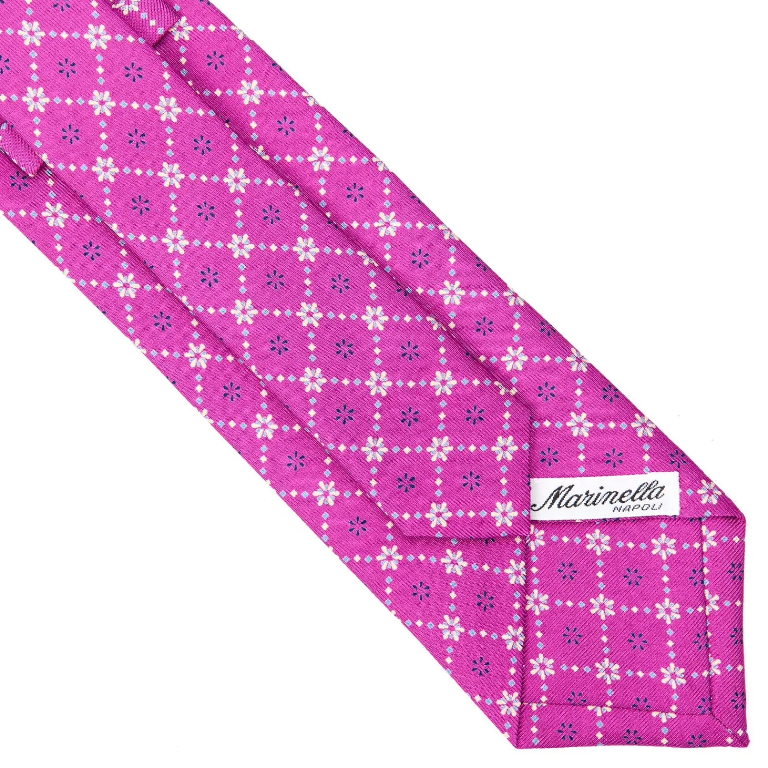 E.Marinella CRAVATTE|Cravatte In Seta Stampata|CRAVATTA SARTORIALE CLASSICA IN SETA FUCSIA Microfantasia fiore