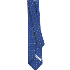 E.Marinella CRAVATTE|Cravatte In Seta Stampata|CRAVATTA SARTORIALE CLASSICA IN SETA BLU Microfantasia fiore