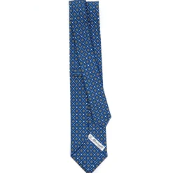 E.Marinella CRAVATTE|Cravatte In Seta Stampata|CRAVATTA SARTORIALE CLASSICA IN SETA BLU Microfantasia fiore