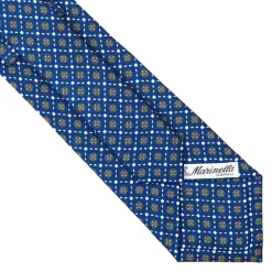 E.Marinella CRAVATTE|Cravatte In Seta Stampata|CRAVATTA SARTORIALE CLASSICA IN SETA BLU Microfantasia fiore