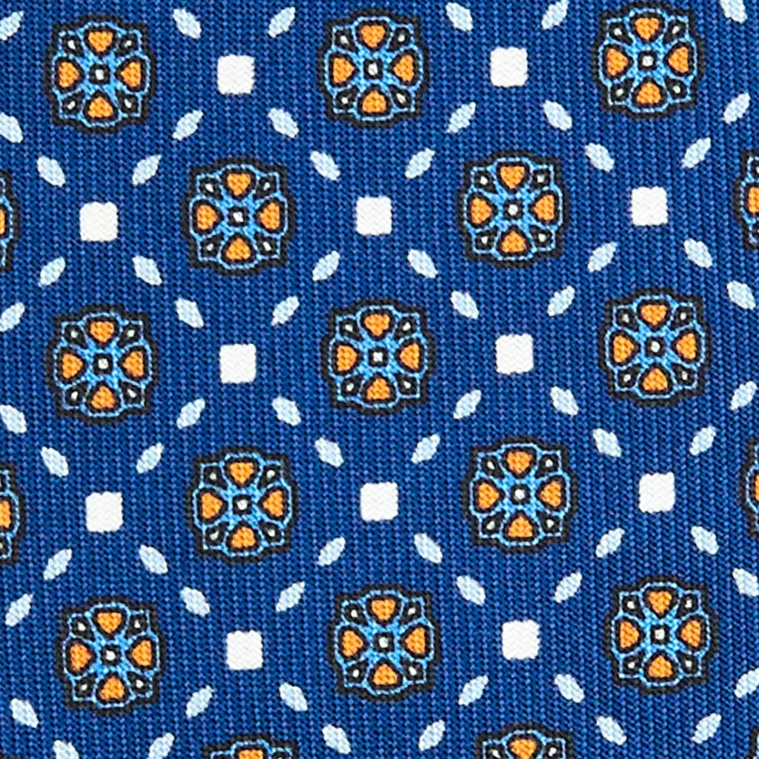 E.Marinella CRAVATTE|Cravatte In Seta Stampata|CRAVATTA SARTORIALE CLASSICA IN SETA BLU Microfantasia fiore