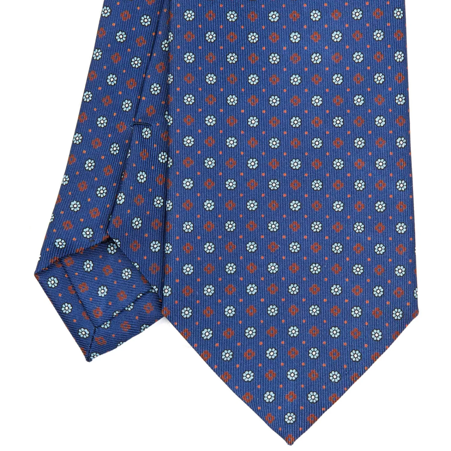 E.Marinella CRAVATTE|Cravatte In Seta Stampata|CRAVATTA SARTORIALE CLASSICA IN SETA BLU Microfantasia fiore