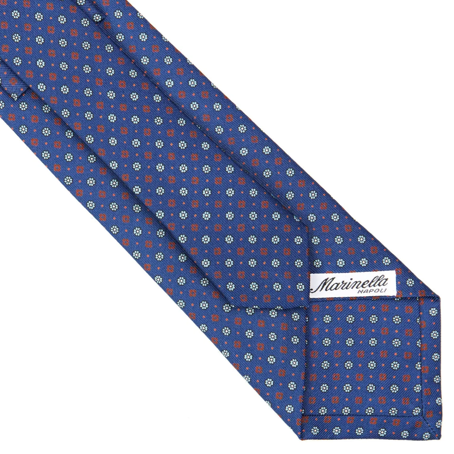 E.Marinella CRAVATTE|Cravatte In Seta Stampata|CRAVATTA SARTORIALE CLASSICA IN SETA BLU Microfantasia fiore