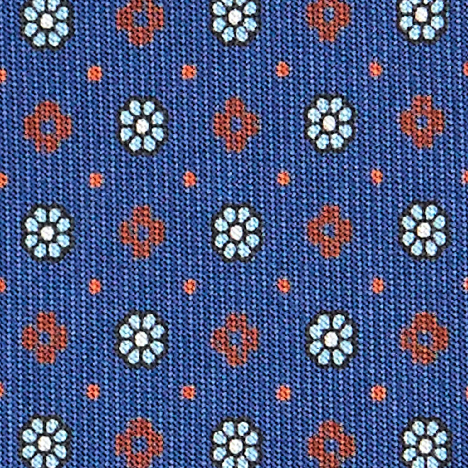 E.Marinella CRAVATTE|Cravatte In Seta Stampata|CRAVATTA SARTORIALE CLASSICA IN SETA BLU Microfantasia fiore