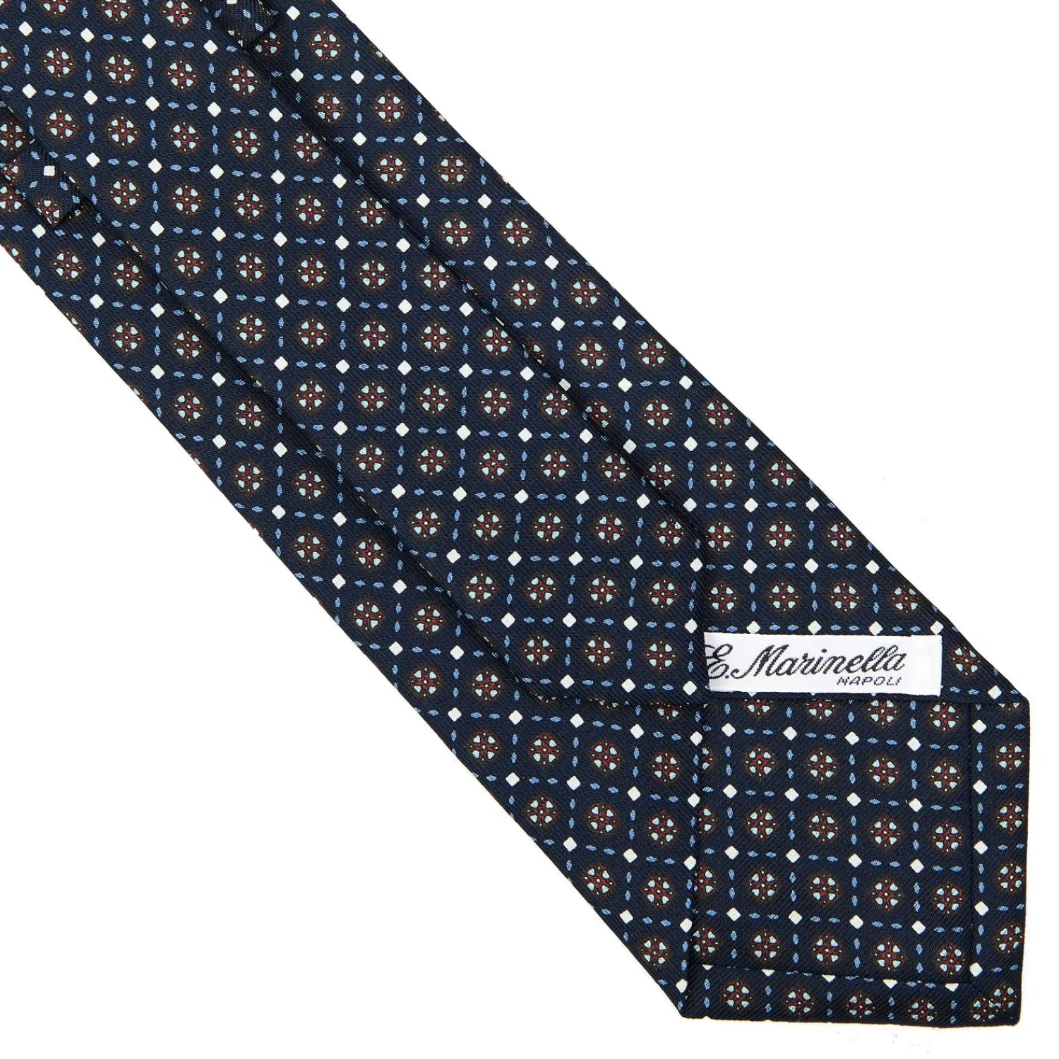 E.Marinella CRAVATTE|Cravatte In Seta Stampata|CRAVATTA SARTORIALE CLASSICA IN SETA BLU SCURO Microfantasia fiore
