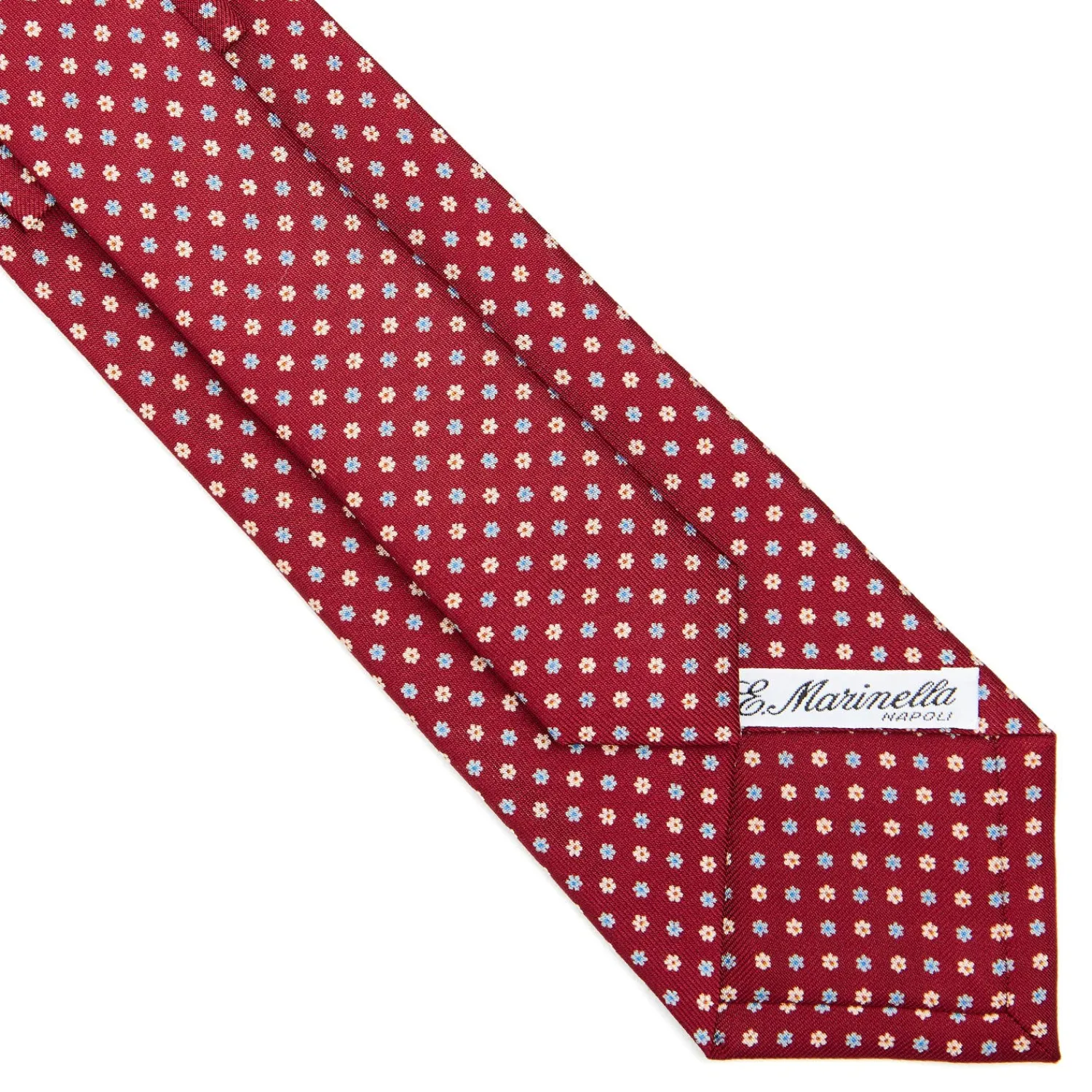 E.Marinella CRAVATTE|Cravatte In Seta Stampata|CRAVATTA SARTORIALE CLASSICA IN SETA BORDEAUX Microfantasia fiore