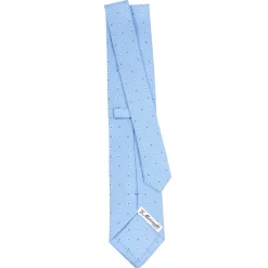 E.Marinella CRAVATTE|Cravatte In Seta Stampata|CRAVATTA SARTORIALE CLASSICA IN SETA AZZURRA Microfantasia fiore
