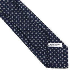 E.Marinella CRAVATTE|Cravatte In Seta Stampata|CRAVATTA SARTORIALE CLASSICA IN SETA BLU SCURO Microfantasia fiore