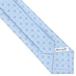 E.Marinella CRAVATTE|Cravatte In Seta Stampata|CRAVATTA SARTORIALE CLASSICA IN SETA AZZURRA Microfantasia fiore