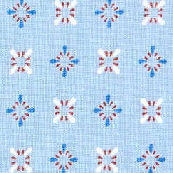 E.Marinella CRAVATTE|Cravatte In Seta Stampata|CRAVATTA SARTORIALE CLASSICA IN SETA AZZURRA Microfantasia fiore